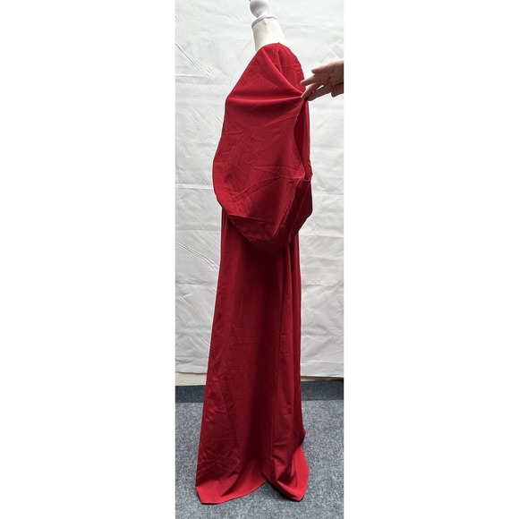 Pink Lily Cranberry Red Silky 1 Shoulder Maxi Dress w/side slit Date nite vibe - Picture 13 of 15